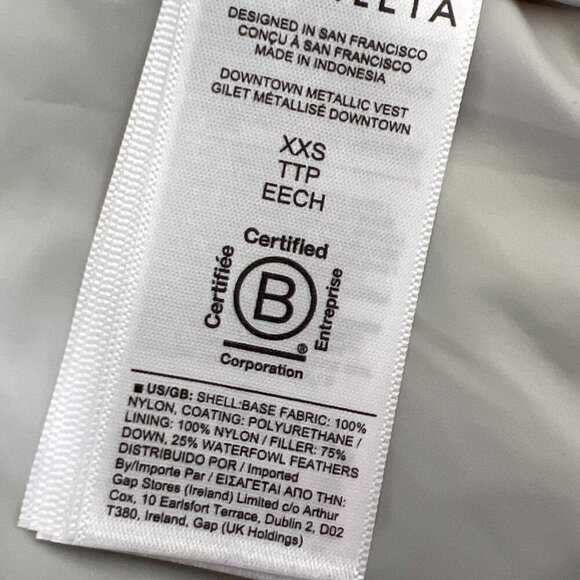 ATHLETA Downtown Metallic Puffer Vest Down Fill Silver Sz XXS NWOT #983667 - Picture 8 of 8